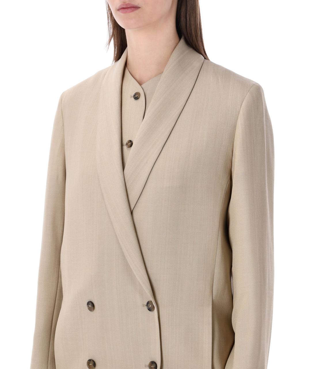 LOULOU STUDIO Бежевый вискозный жакет/пиджак, фото 4