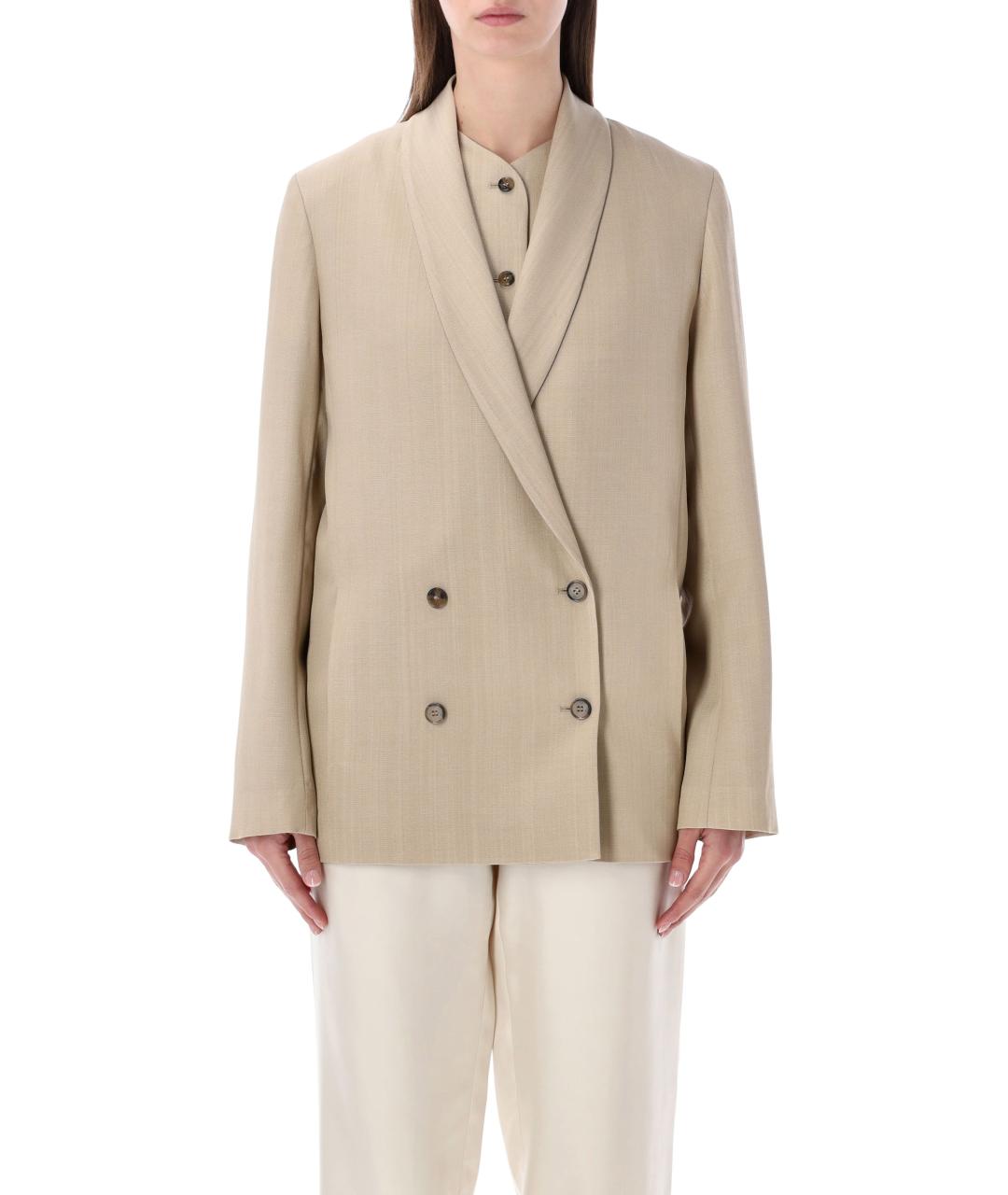 LOULOU STUDIO Бежевый вискозный жакет/пиджак, фото 2