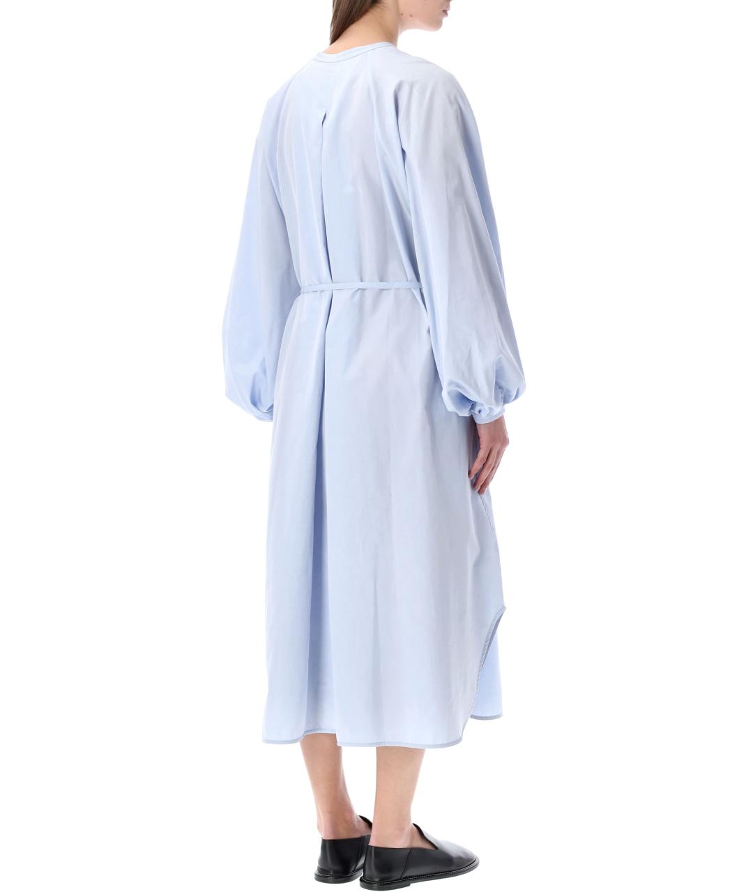 LOULOU STUDIO Голубое хлопковое повседневное платье, фото 3