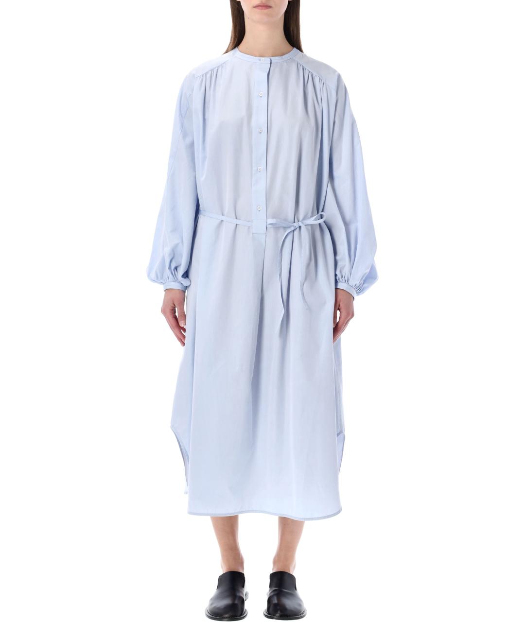 LOULOU STUDIO Голубое хлопковое повседневное платье, фото 2