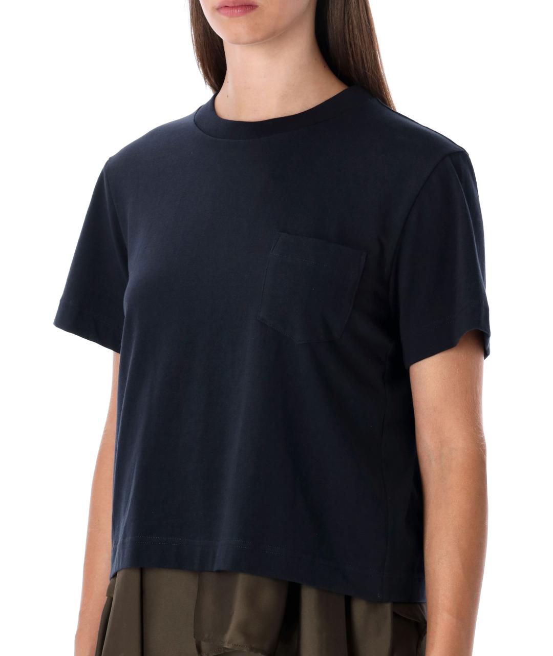 SACAI Черная хлопковая футболка, фото 3