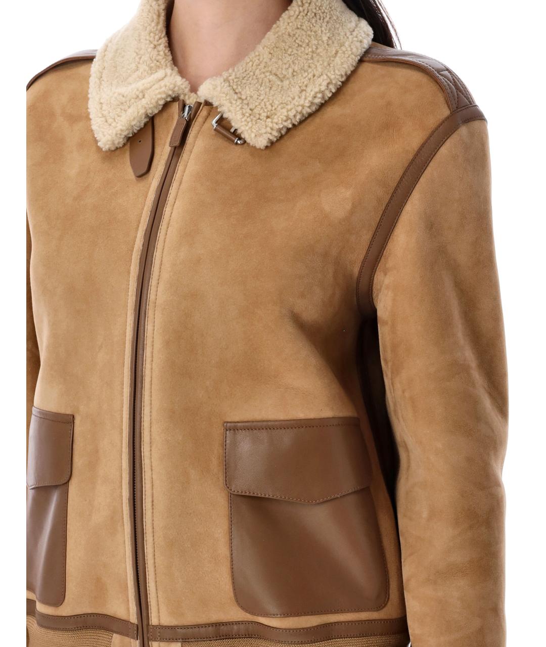 RALPH LAUREN Коричневая кожаная дубленка, фото 4