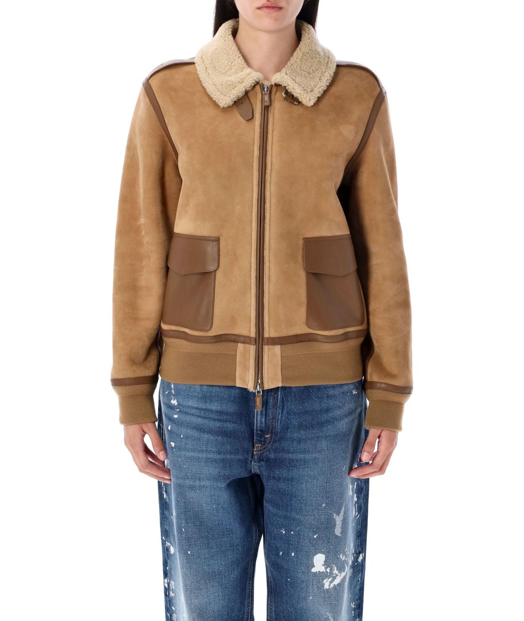 RALPH LAUREN Коричневая кожаная дубленка, фото 2