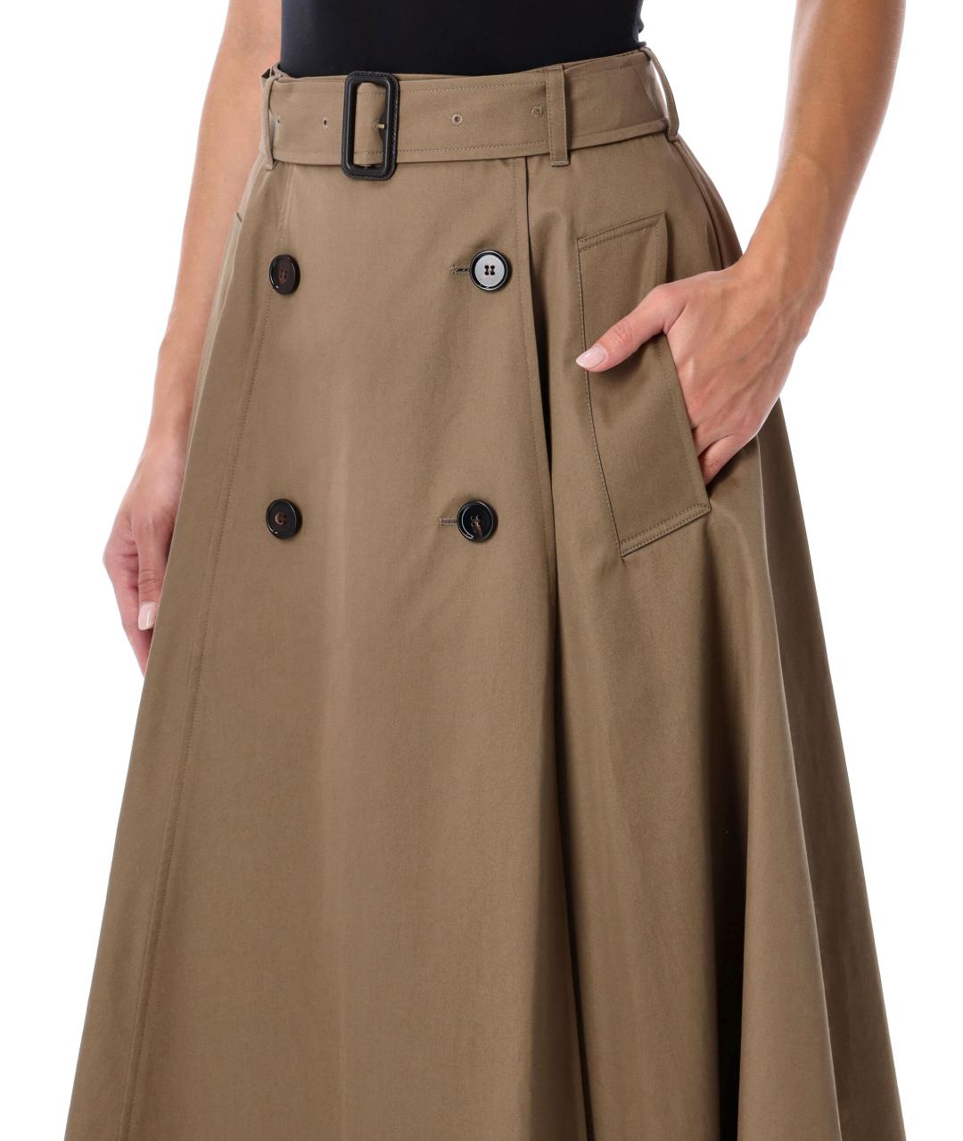 BURBERRY Коричневая хлопковая юбка миди, фото 4