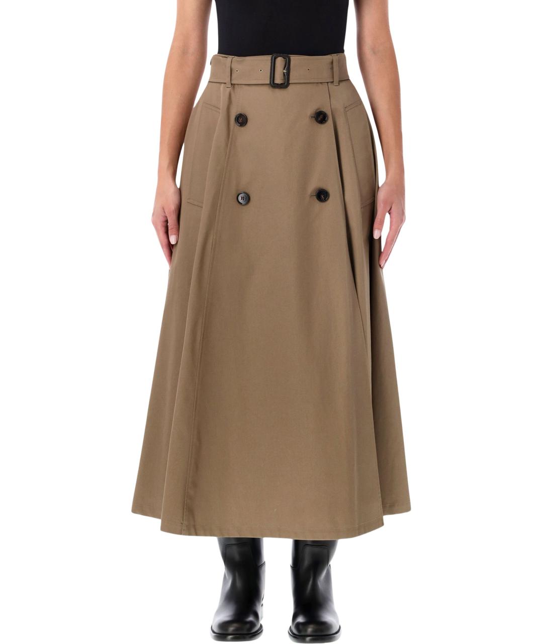 BURBERRY Коричневая хлопковая юбка миди, фото 2