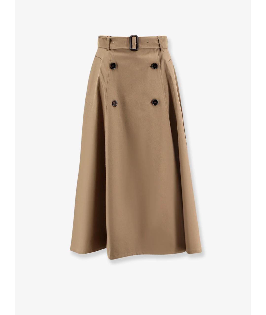 BURBERRY Коричневая хлопковая юбка миди, фото 5