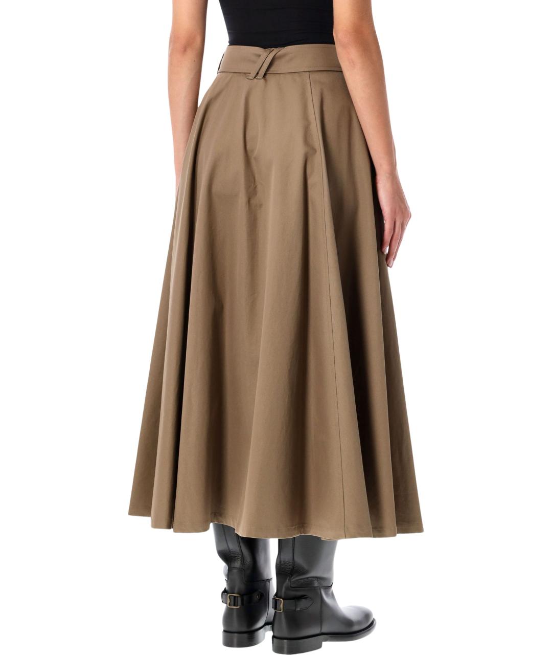BURBERRY Коричневая хлопковая юбка миди, фото 3