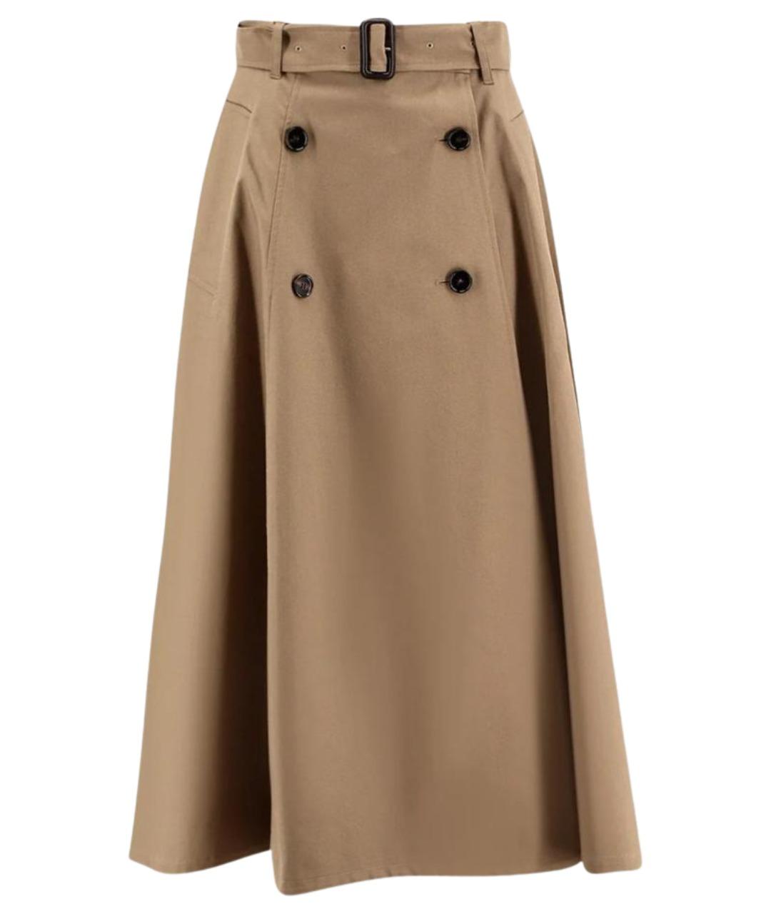 BURBERRY Коричневая хлопковая юбка миди, фото 1