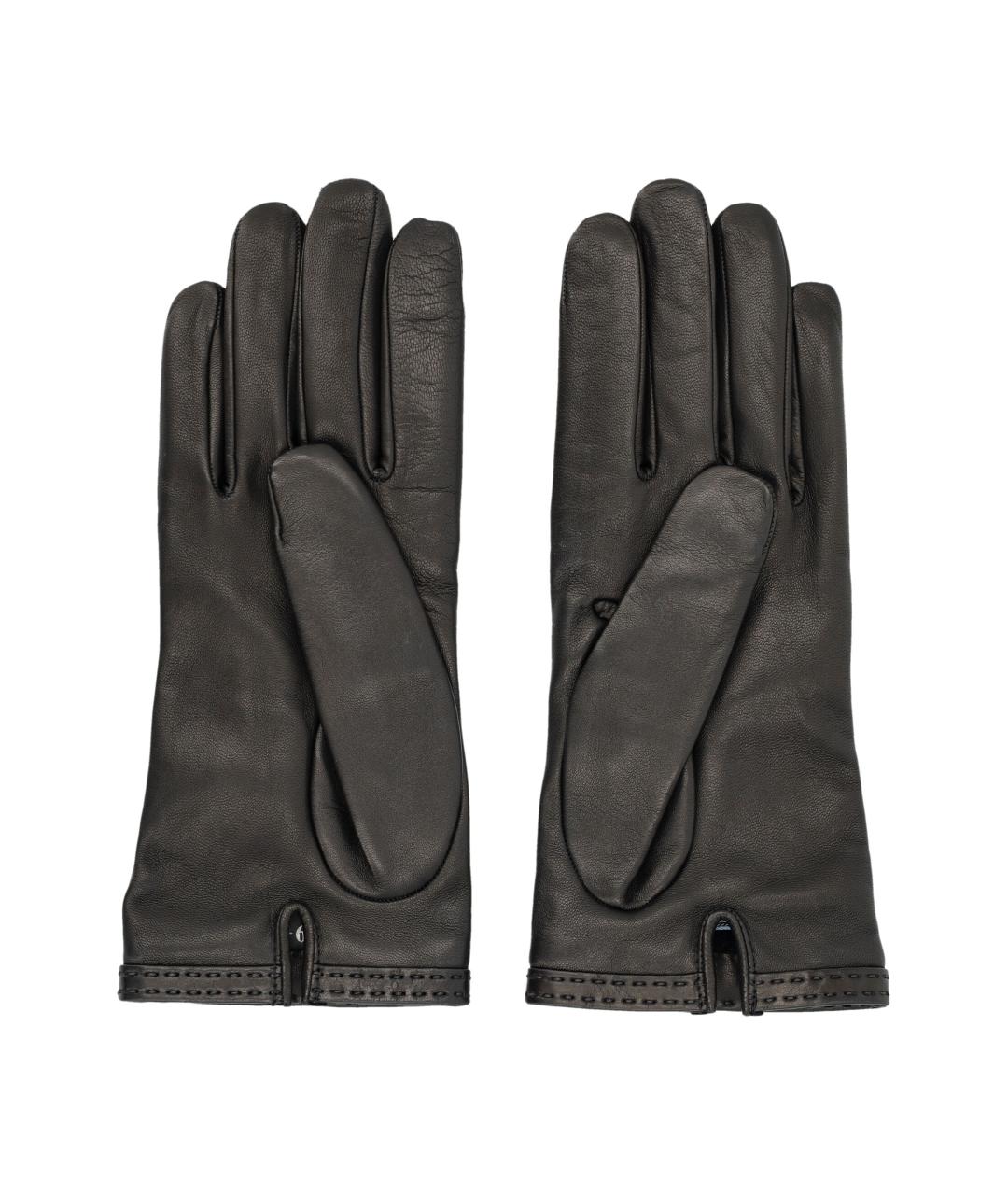 PRADA Черные кожаные перчатки, фото 2