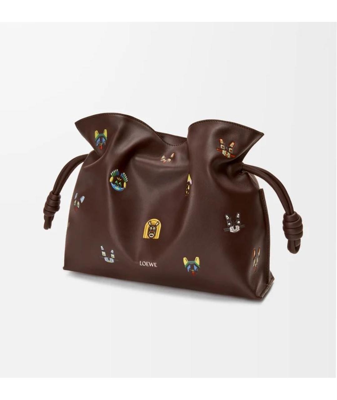 LOEWE Коричневая кожаная сумка через плечо, фото 4