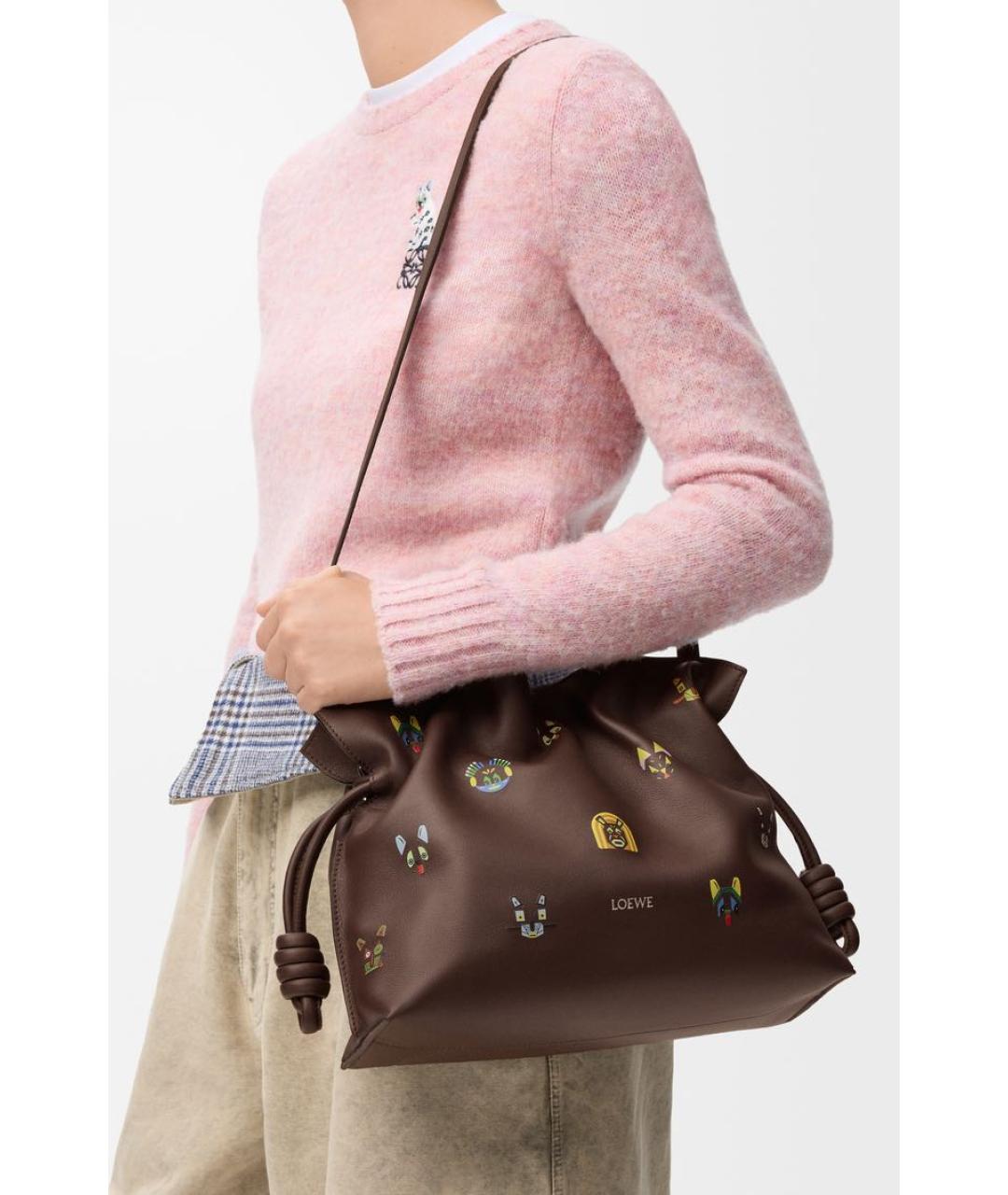 LOEWE Коричневая кожаная сумка через плечо, фото 3