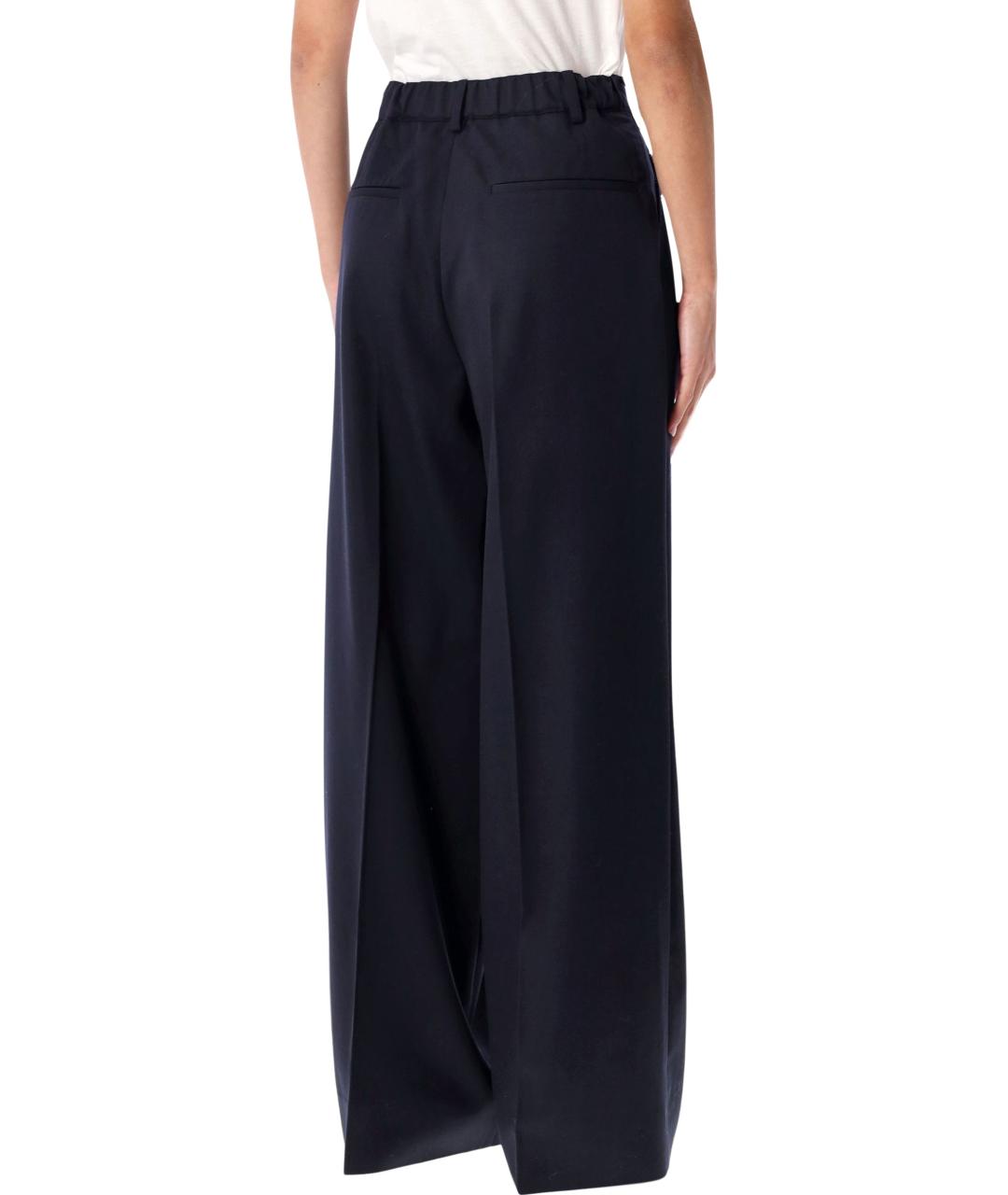 SOEUR Темно-синие шерстяные прямые брюки, фото 2