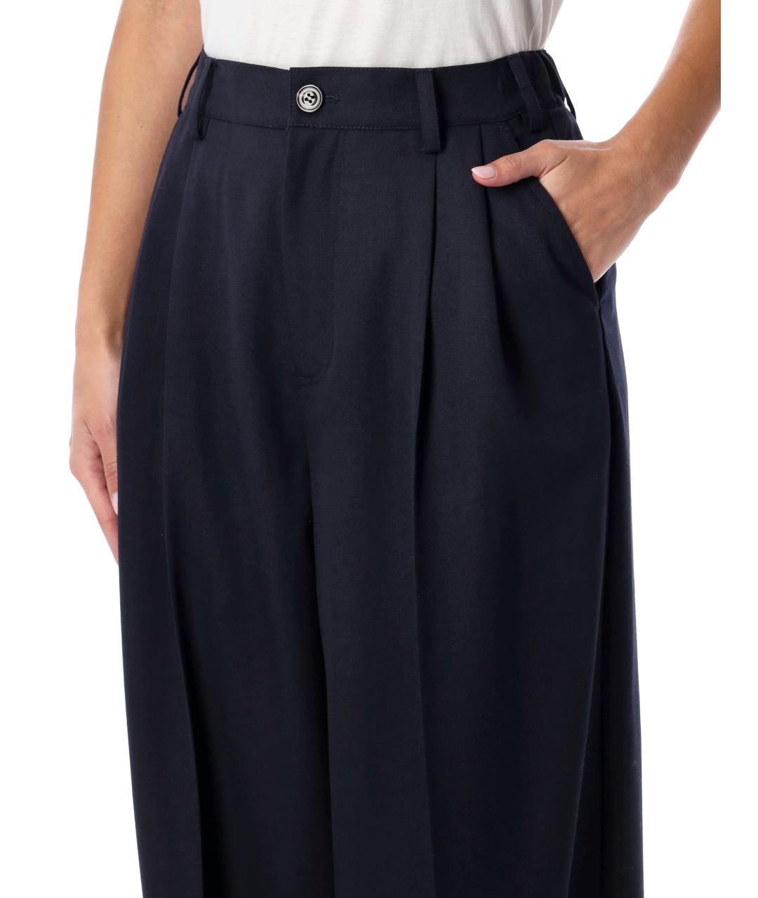 SOEUR Темно-синие шерстяные прямые брюки, фото 3