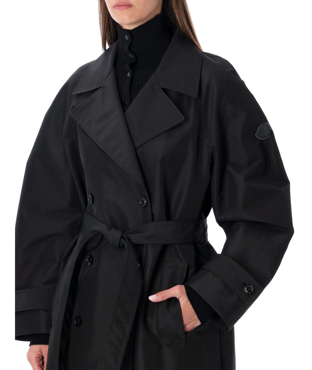 MONCLER Черный полиэстеровый тренч/плащ, фото 3