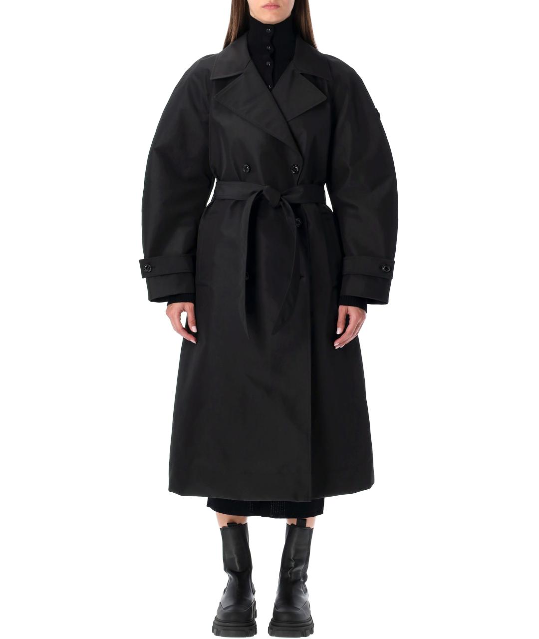 MONCLER Черный полиэстеровый тренч/плащ, фото 1