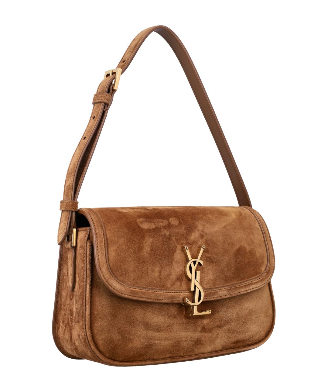 SAINT LAURENT Коричневая замшевая сумка через плечо, фото 2
