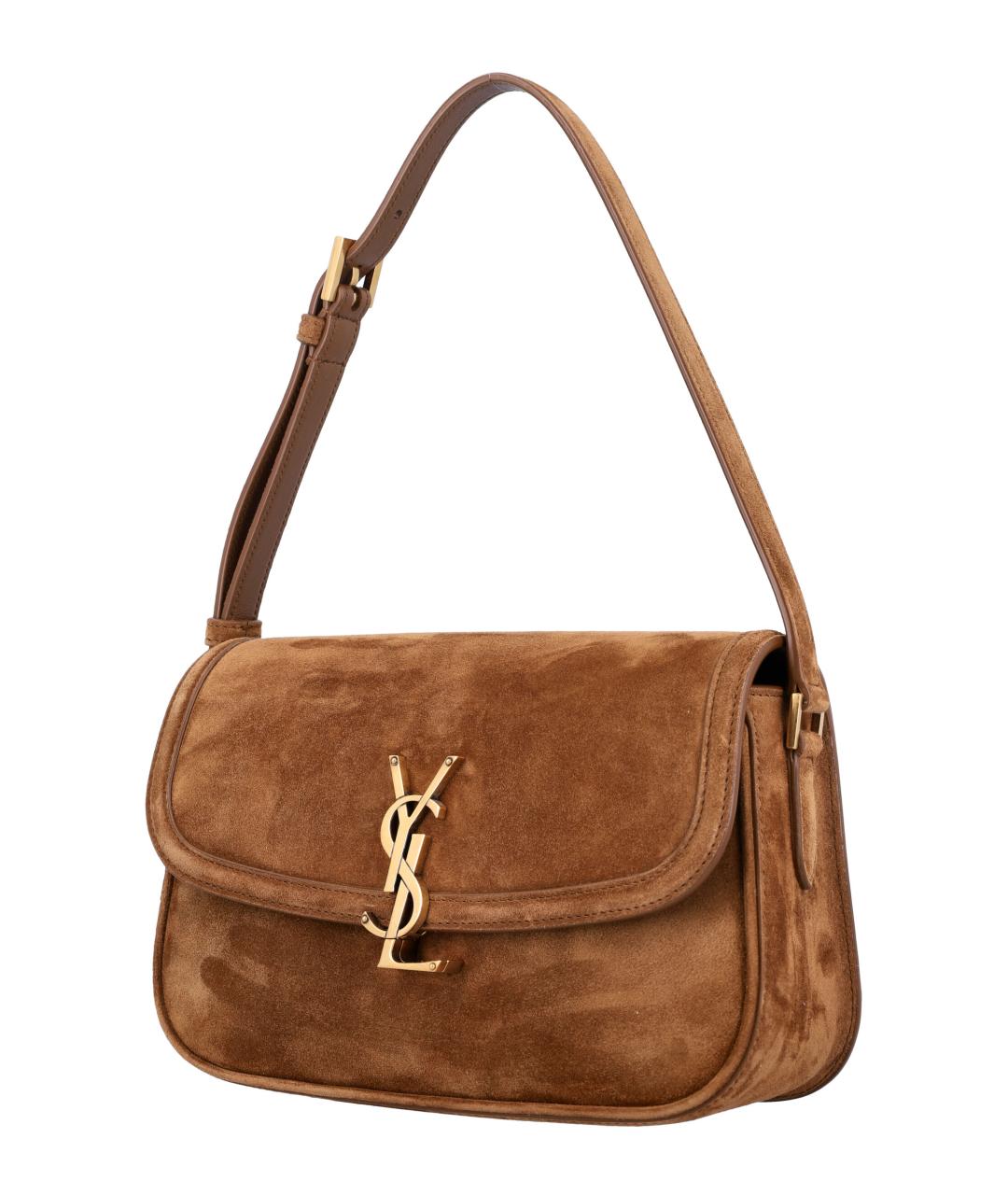 SAINT LAURENT Коричневая замшевая сумка через плечо, фото 3