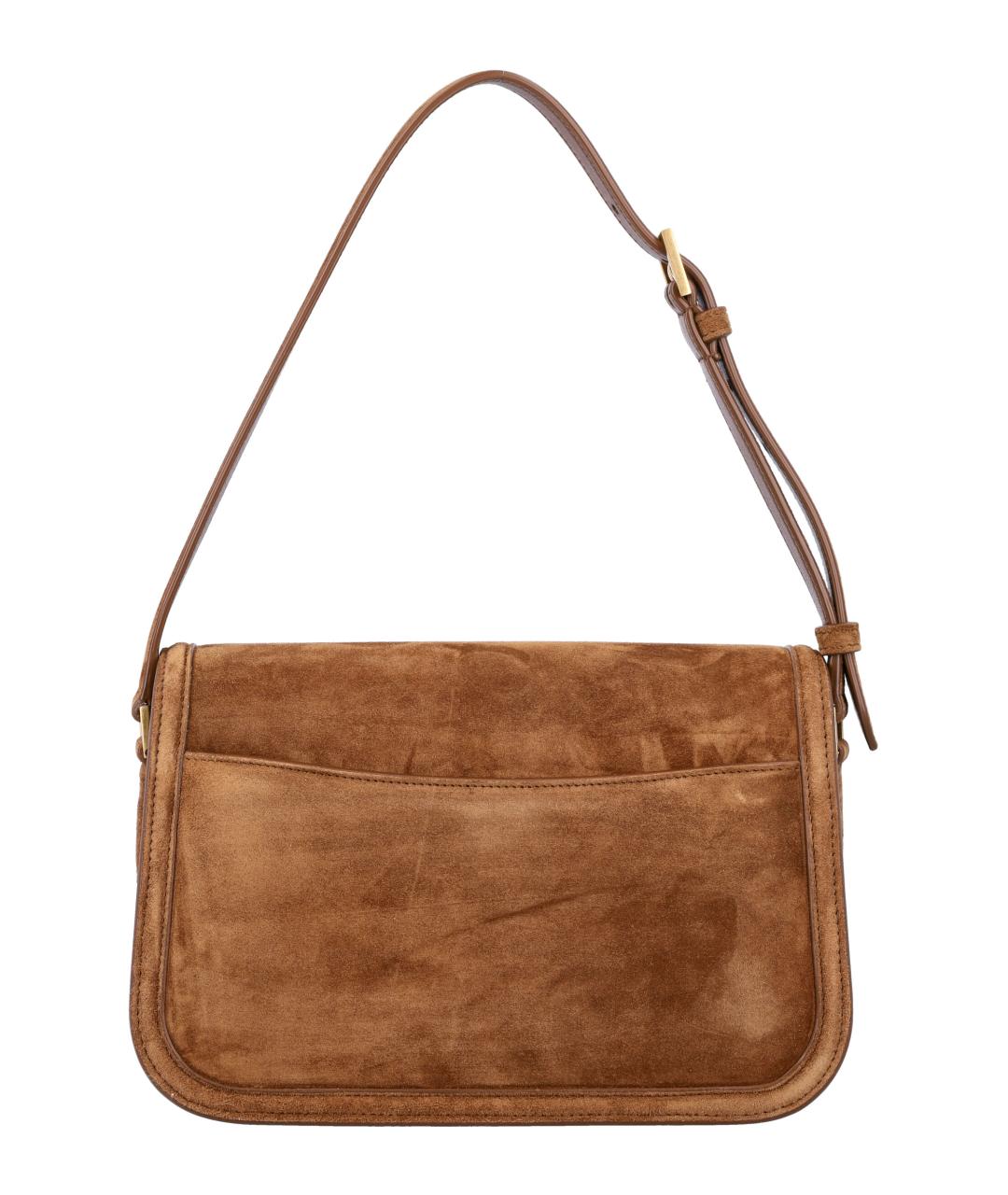 SAINT LAURENT Коричневая замшевая сумка через плечо, фото 4