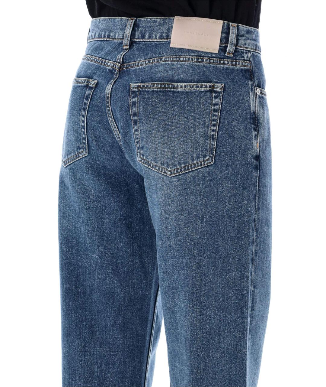 OUR LEGACY Синие хлопковые прямые джинсы, фото 3