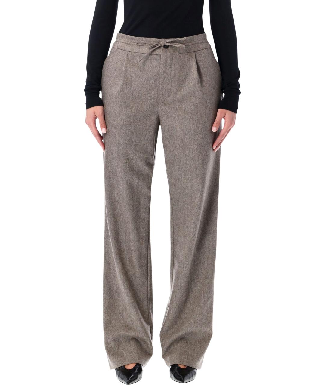 LOULOU STUDIO Коричневые шерстяные прямые брюки, фото 4