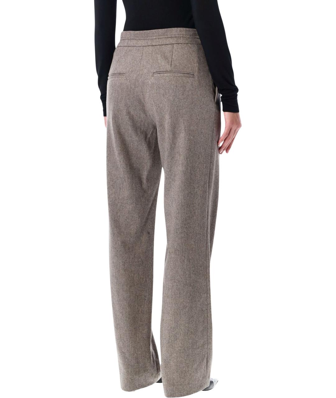 LOULOU STUDIO Коричневые шерстяные прямые брюки, фото 2