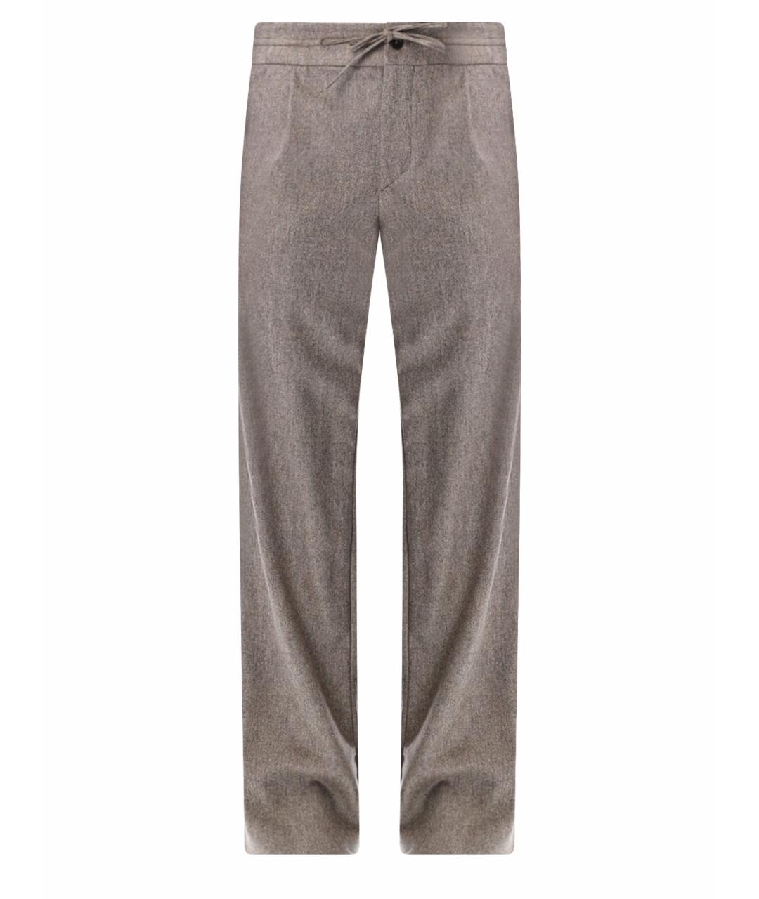 LOULOU STUDIO Коричневые шерстяные прямые брюки, фото 1