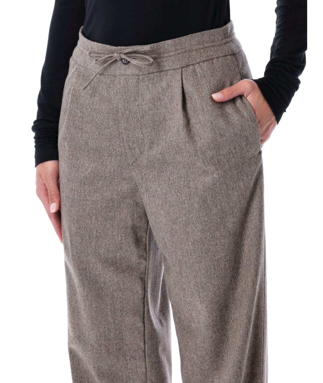 LOULOU STUDIO Коричневые шерстяные прямые брюки, фото 3