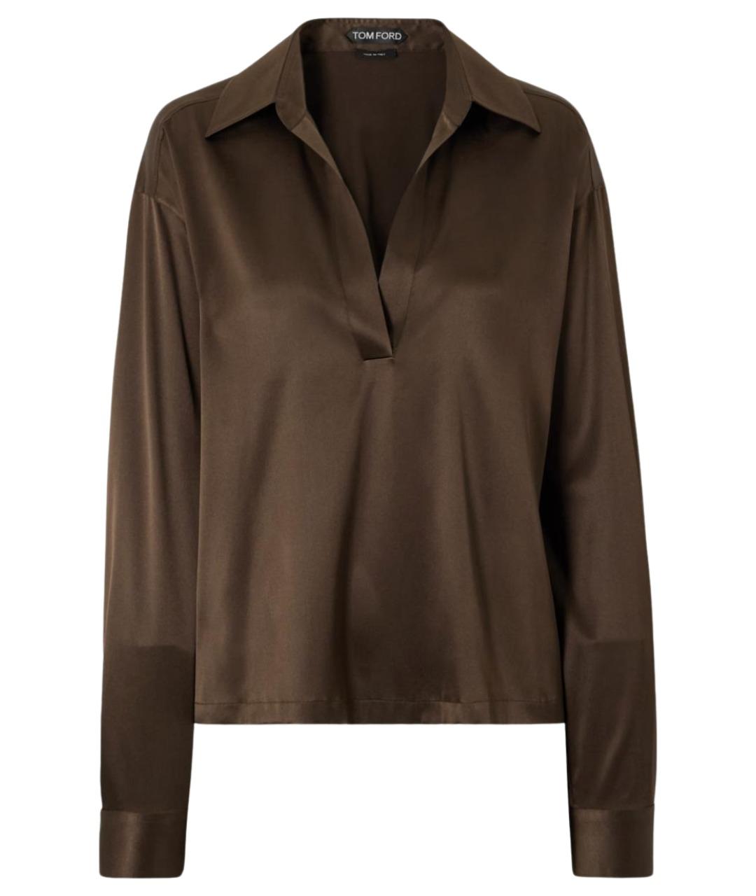 TOM FORD Коричневая шелковая блузы, фото 1