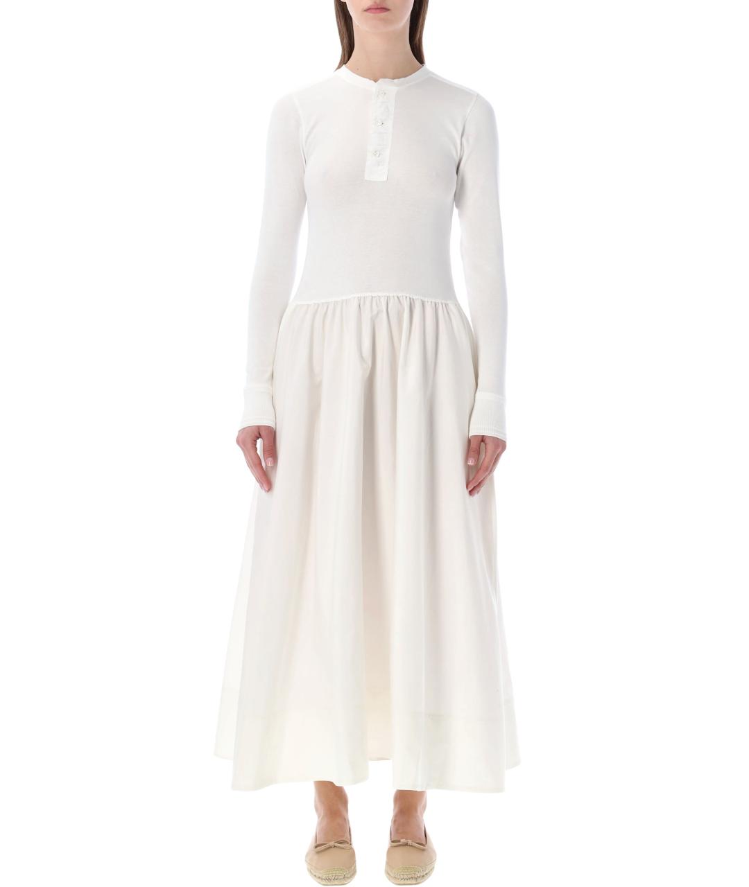 POLO RALPH LAUREN Белое хлопковое повседневное платье, фото 2