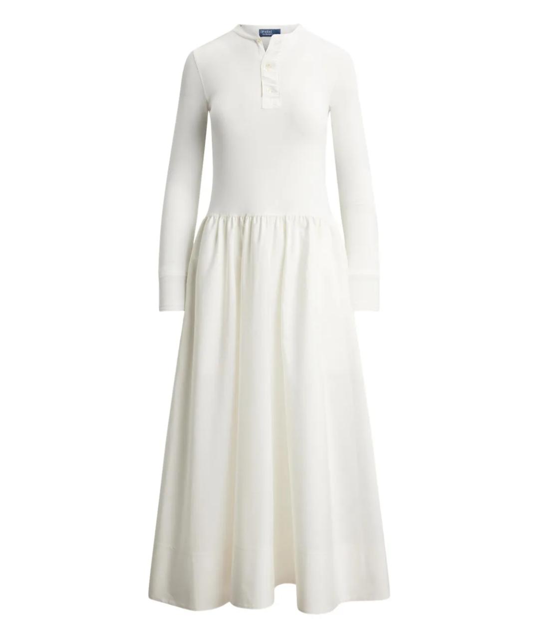 POLO RALPH LAUREN Белое хлопковое повседневное платье, фото 1