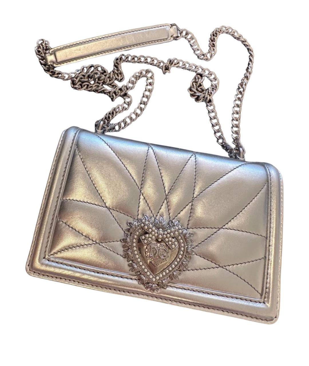 DOLCE&GABBANA Серебряная кожаная сумка через плечо, фото 1