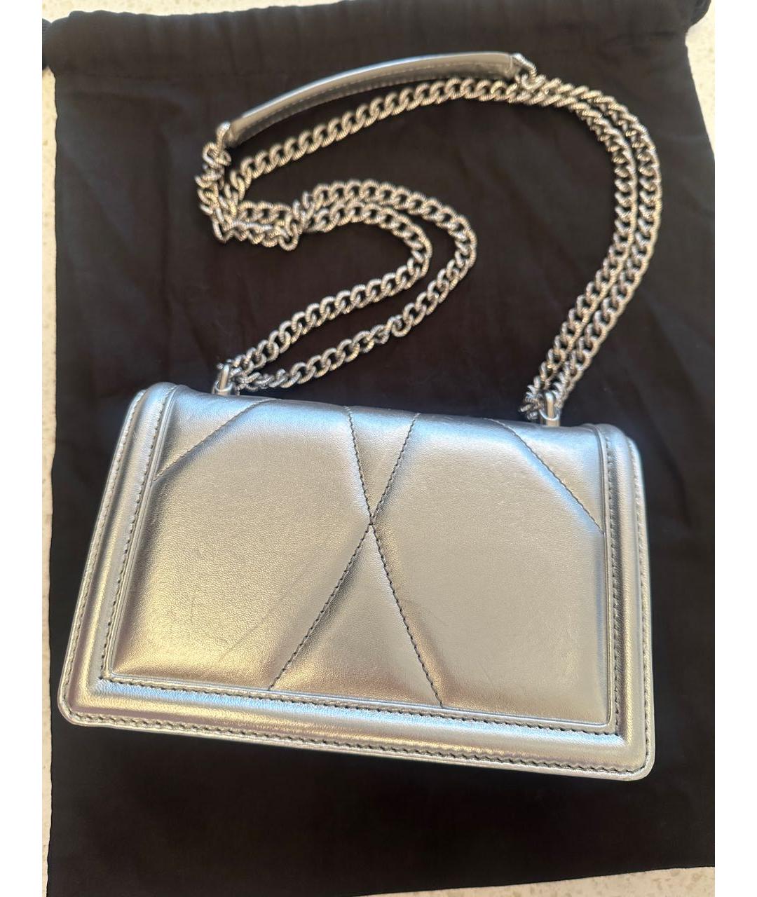 DOLCE&GABBANA Серебряная кожаная сумка через плечо, фото 3