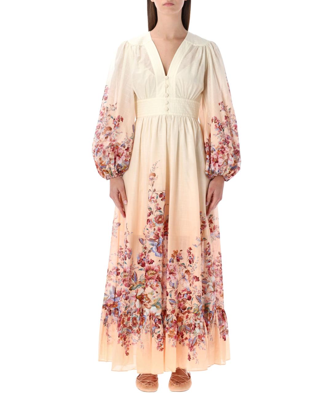 ZIMMERMANN Бежевое хлопковое повседневное платье, фото 4