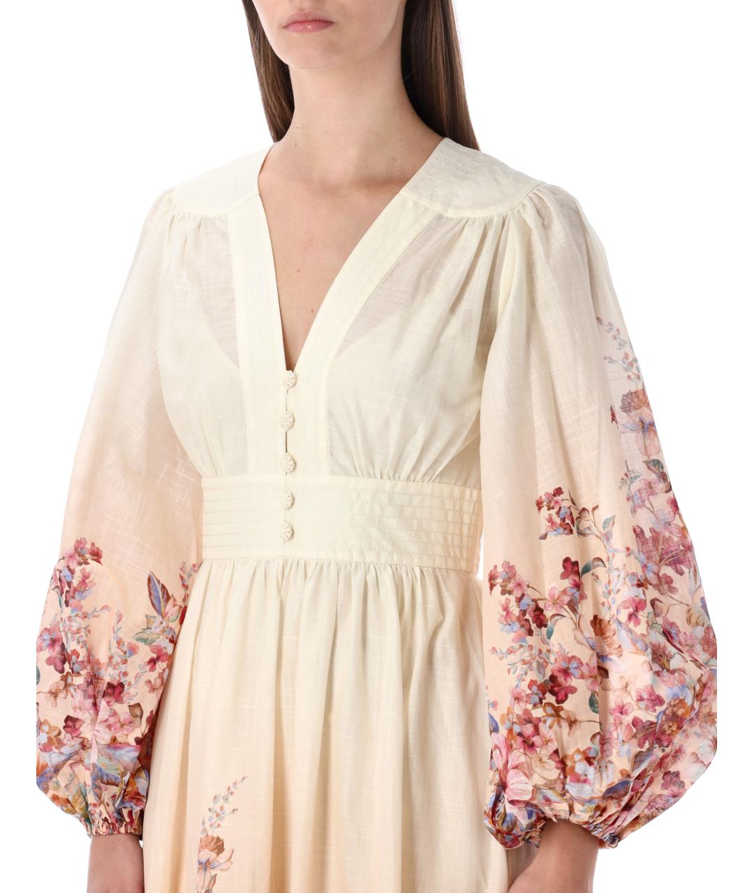 ZIMMERMANN Бежевое хлопковое повседневное платье, фото 3