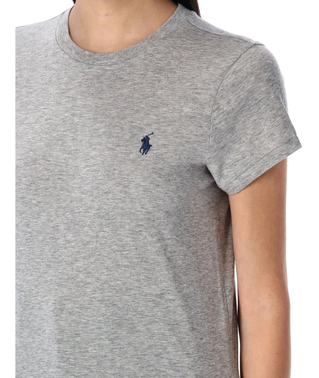 POLO RALPH LAUREN Серая хлопковая футболка, фото 4