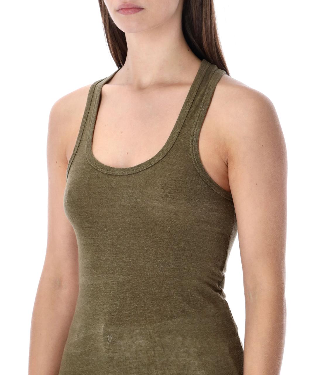 ISABEL MARANT ETOILE Хаки льняная майка, фото 3