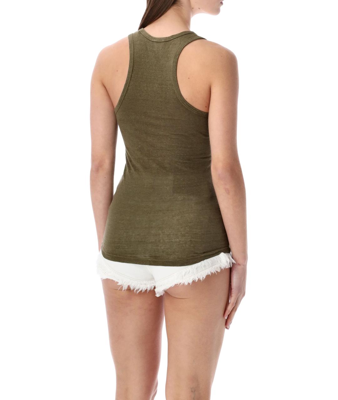 ISABEL MARANT ETOILE Хаки льняная майка, фото 2