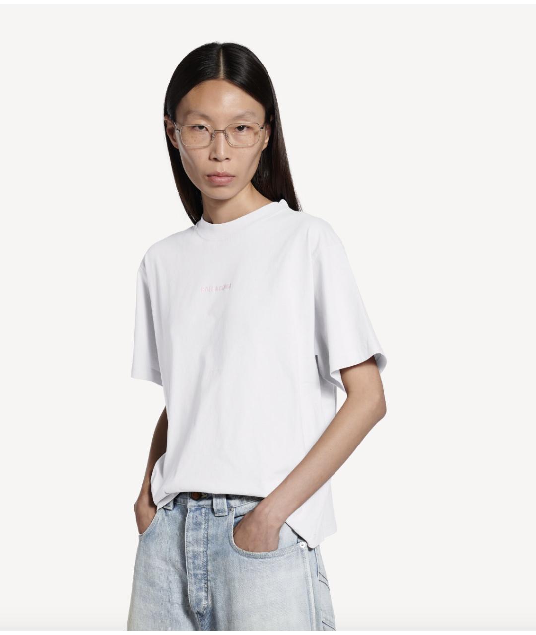 BALENCIAGA Белая хлопковая футболка, фото 5