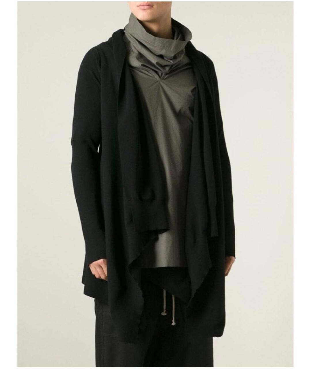 RICK OWENS Черный хлопковый кардиган, фото 2