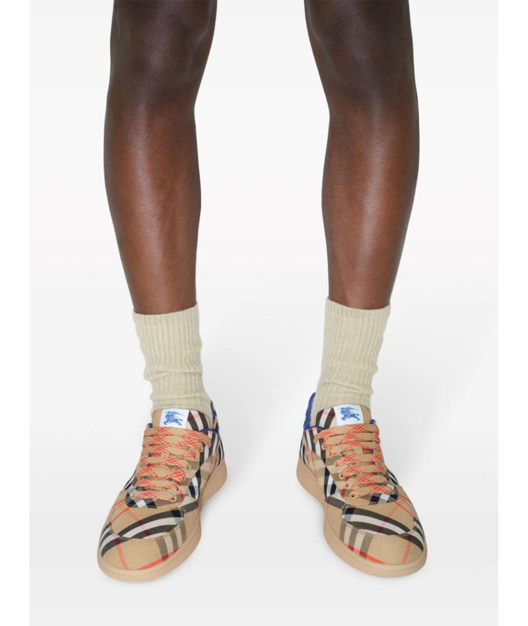 BURBERRY Бежевые синтетические низкие кроссовки / кеды, фото 6