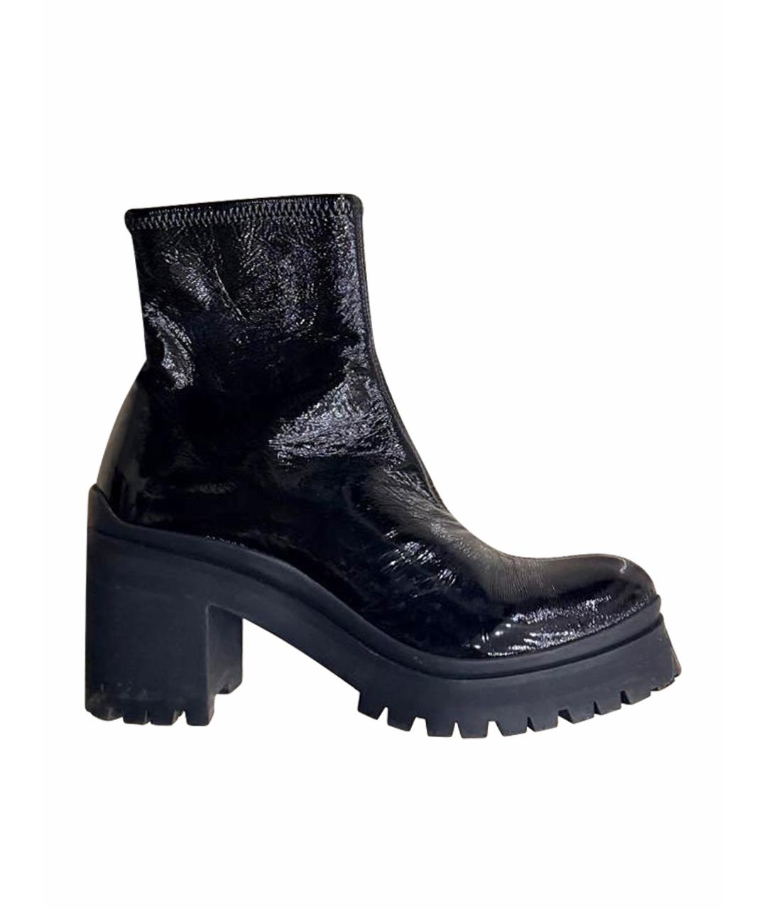 MIU MIU Черные ботильоны из лакированной кожи, фото 1