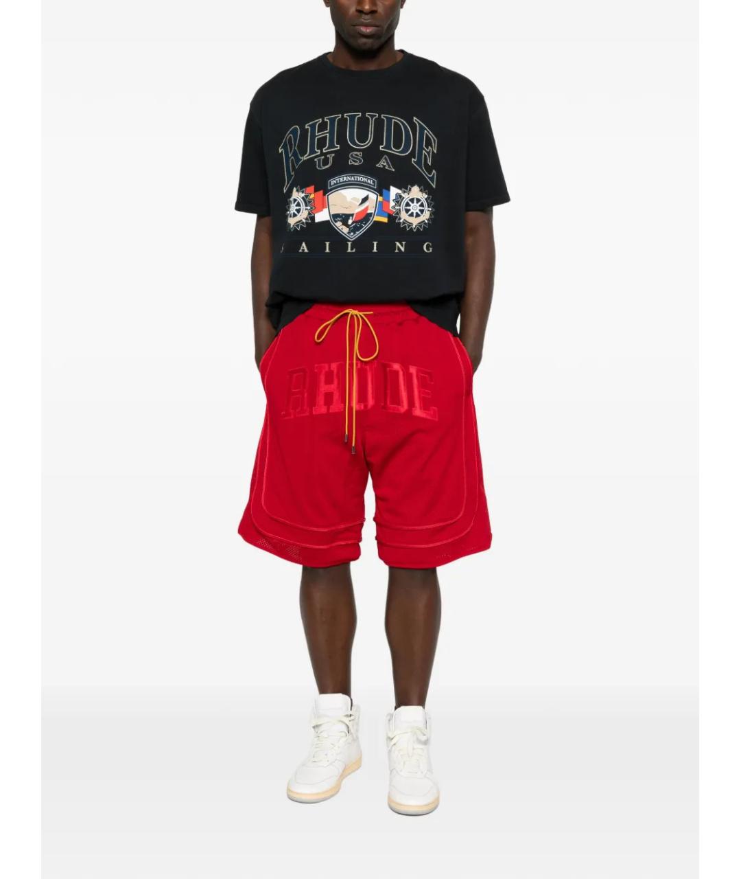 RHUDE Красные полиэстеровые шорты, фото 2