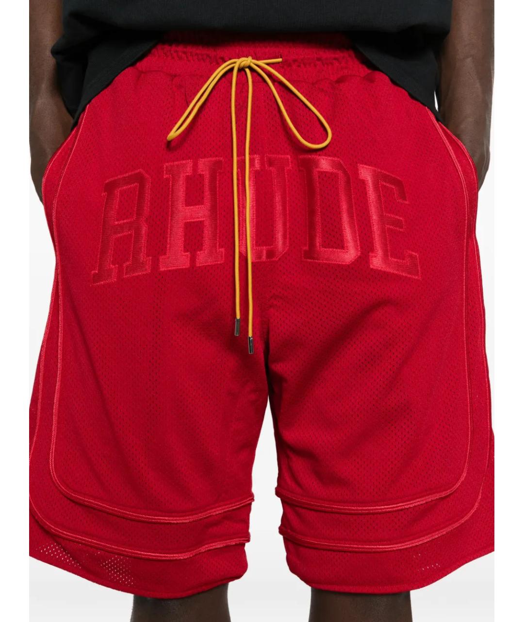 RHUDE Красные полиэстеровые шорты, фото 5