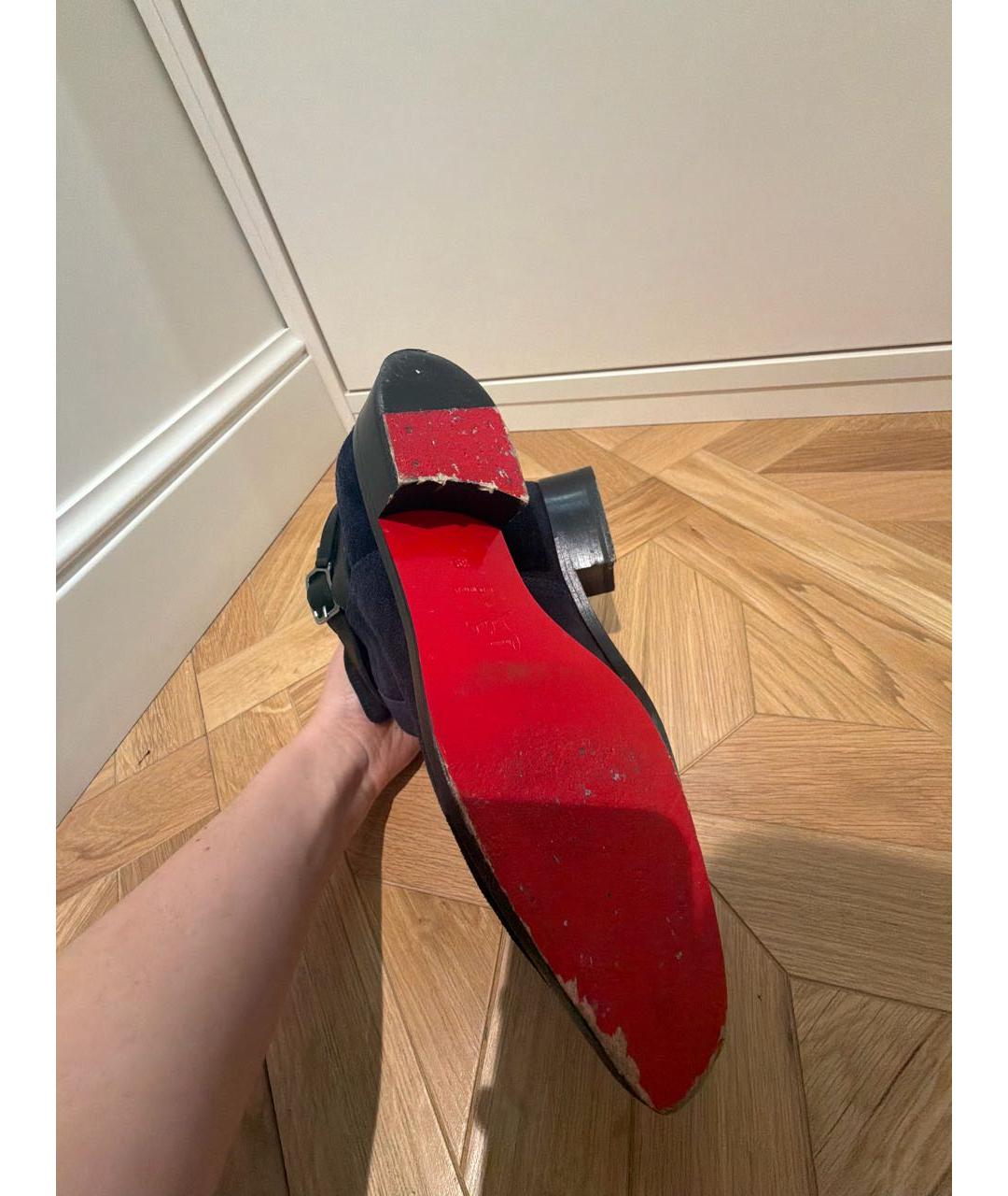 CHRISTIAN LOUBOUTIN Темно-синие замшевые полусапоги, фото 5