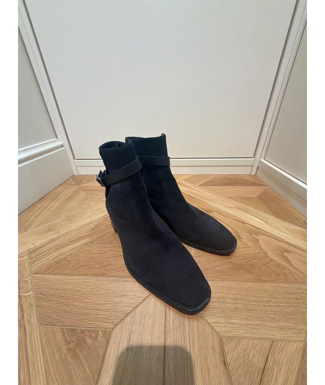 CHRISTIAN LOUBOUTIN Темно-синие замшевые полусапоги, фото 6