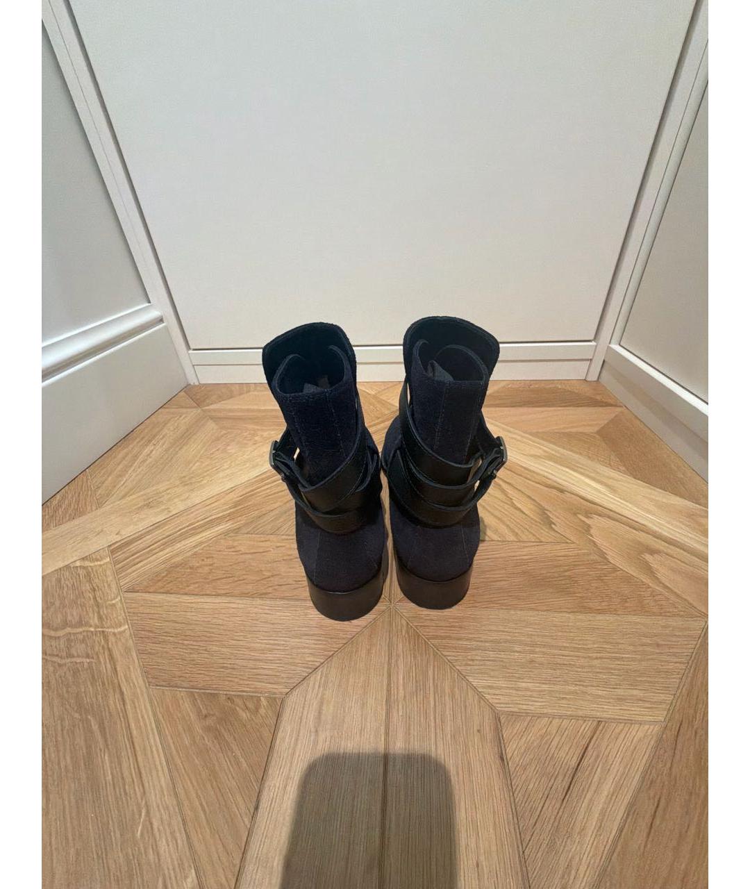 CHRISTIAN LOUBOUTIN Темно-синие замшевые полусапоги, фото 4