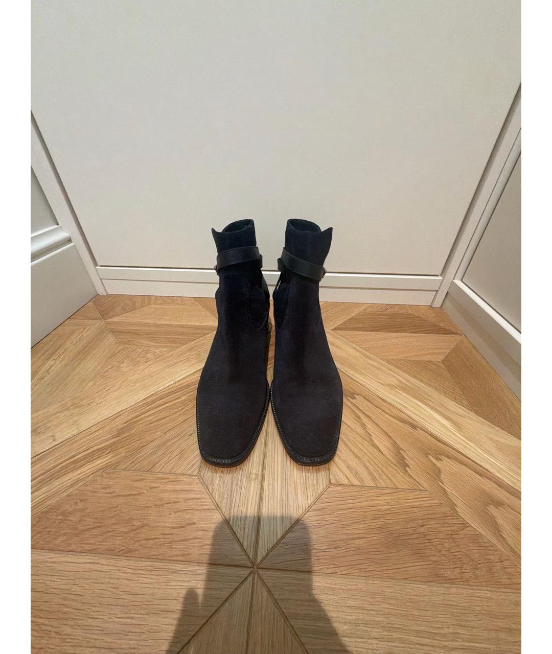 CHRISTIAN LOUBOUTIN Темно-синие замшевые полусапоги, фото 2