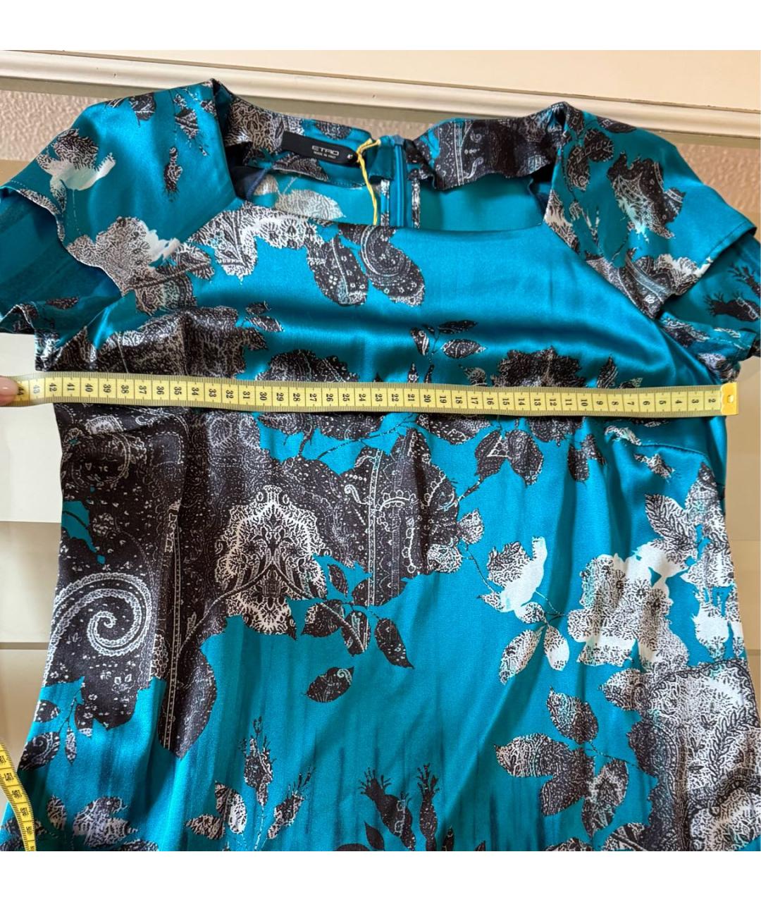 ETRO Бирюзовая шелковая блузы, фото 7
