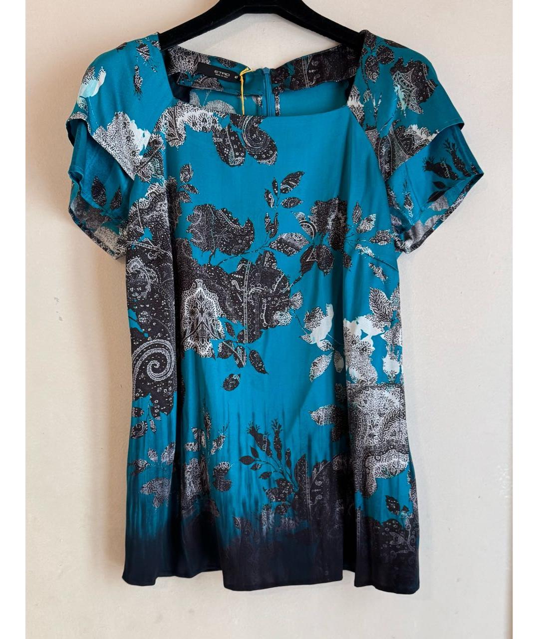 ETRO Бирюзовая шелковая блузы, фото 9