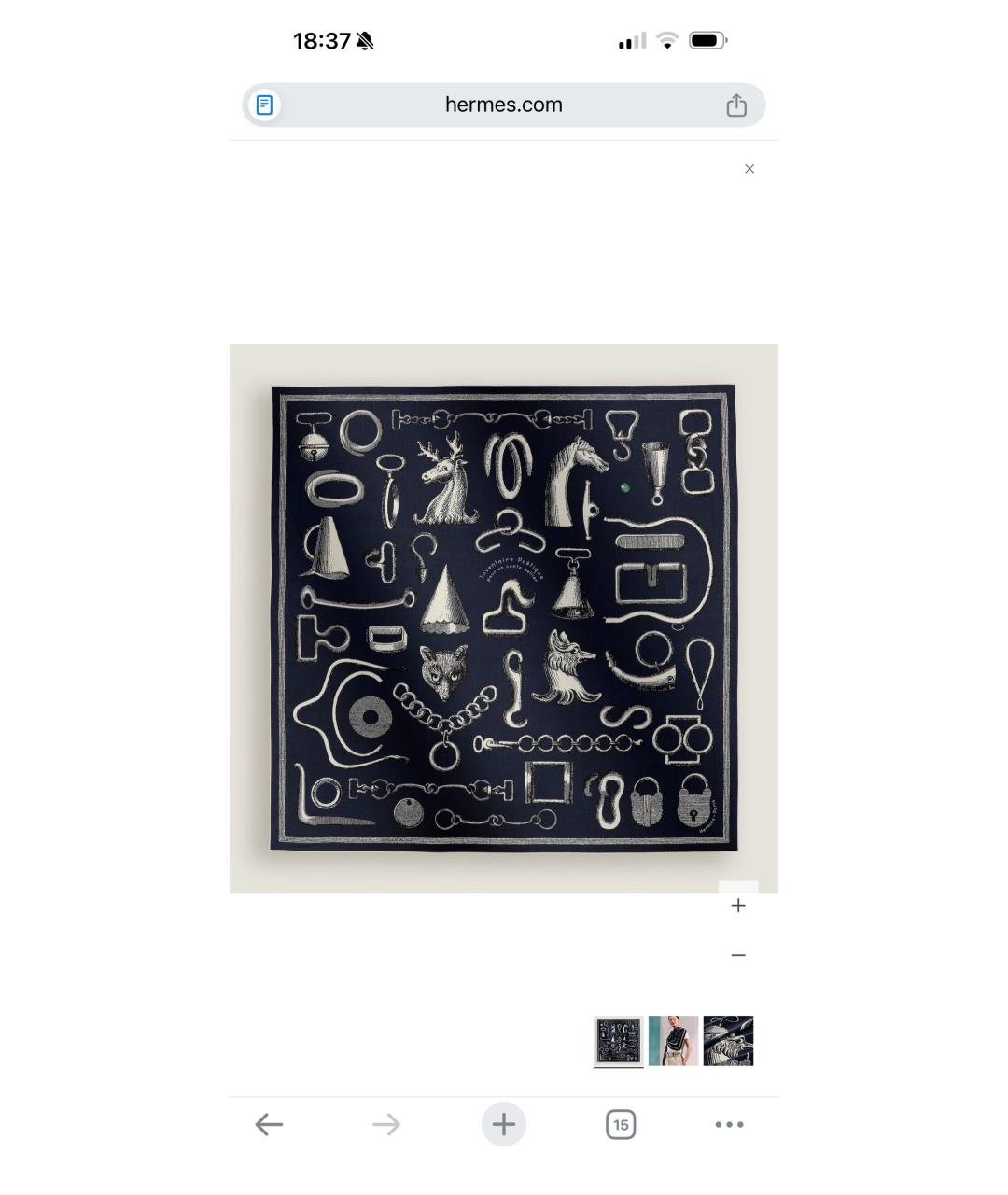 HERMES Темно-синий кашемировый платок, фото 7